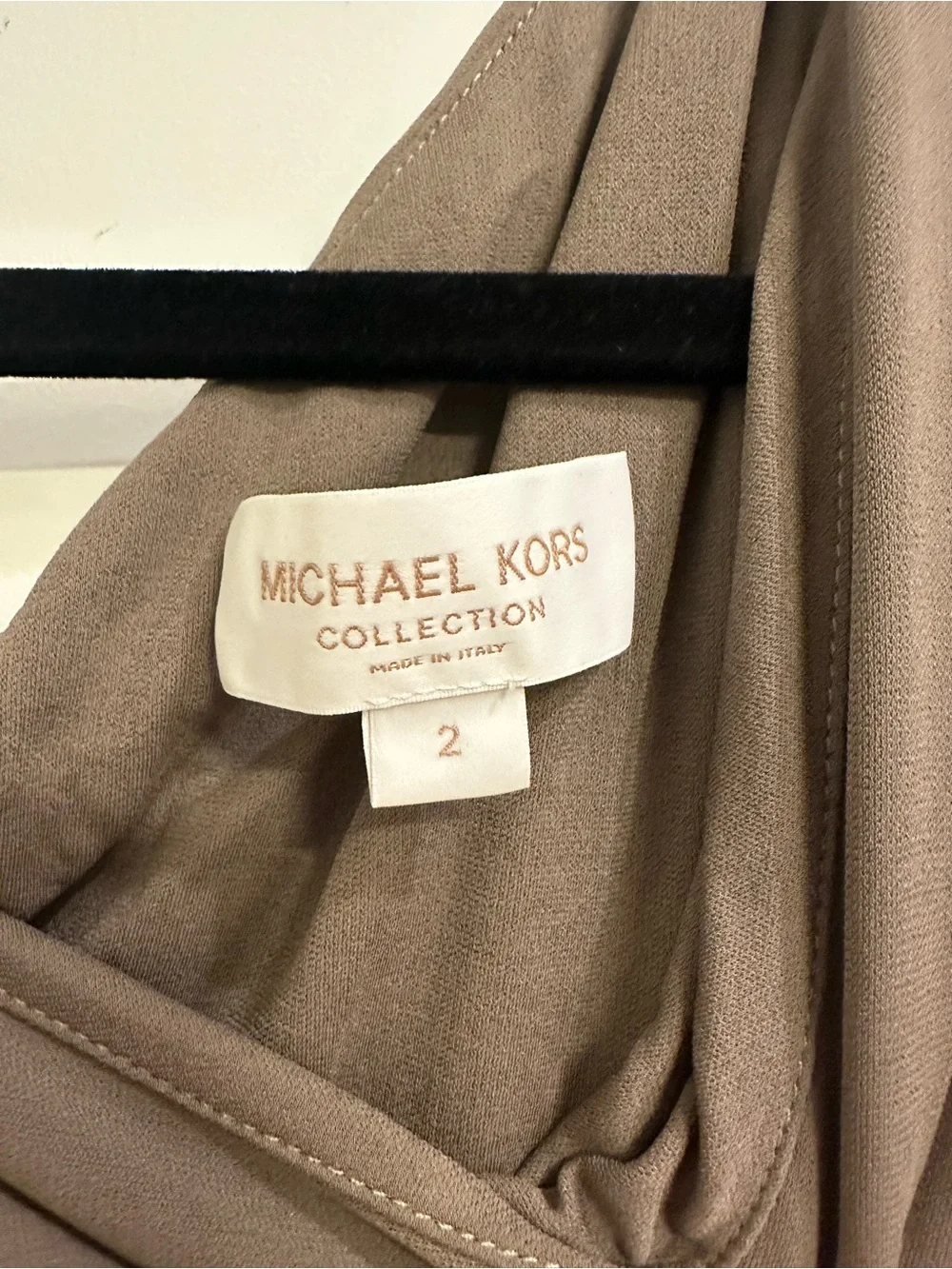 Michael Kors One-Shoulder Olive Draped Midi Dress